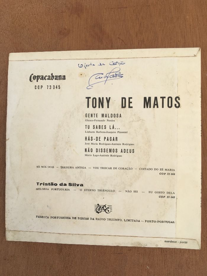 Vinil singel Tony de Matos