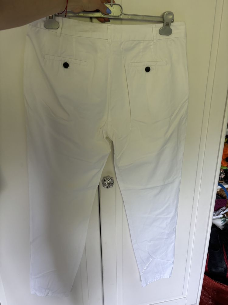 Zara basic chinos chinosy białe materiałowe eleganckie spodnie 40 L