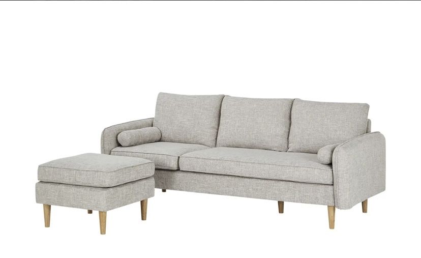 Sofa skandynawska z hokerem beżowa