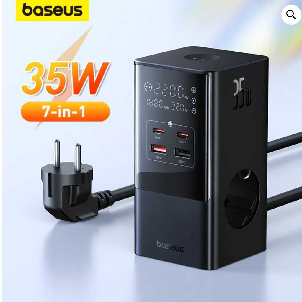 Baseus PowerCombo 7w1 35W ładowarka listwa zasilająca