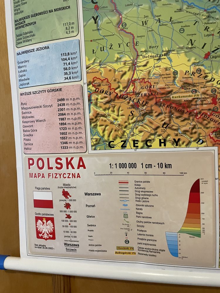 Mapa Polski, fizyczna, profesjonalna.