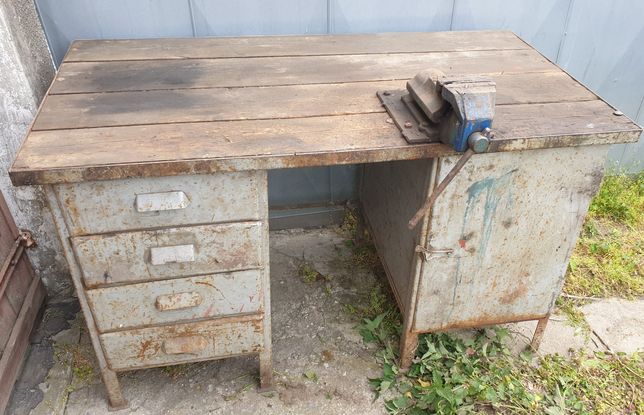 Stół warsztatowy ślusarski garażowy roboczy z imadłem
