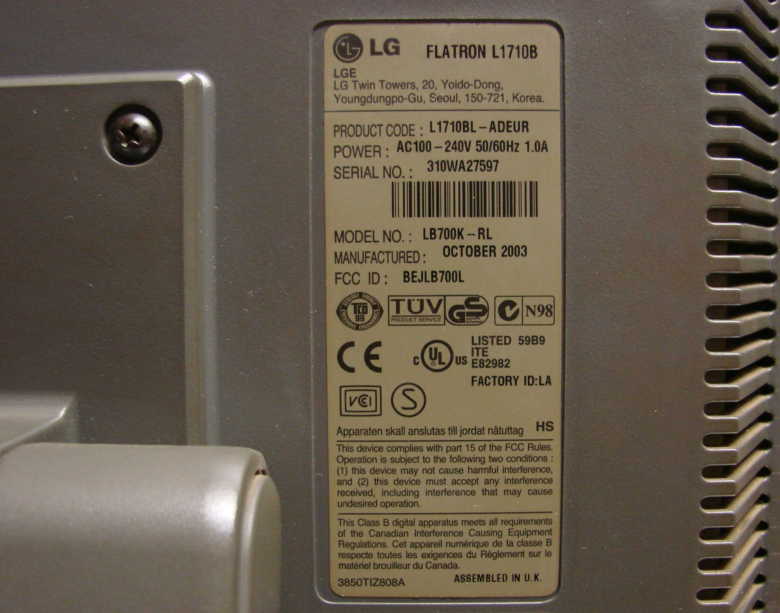 LG L1710B - Monitor LCD 17" DVI VGA USB