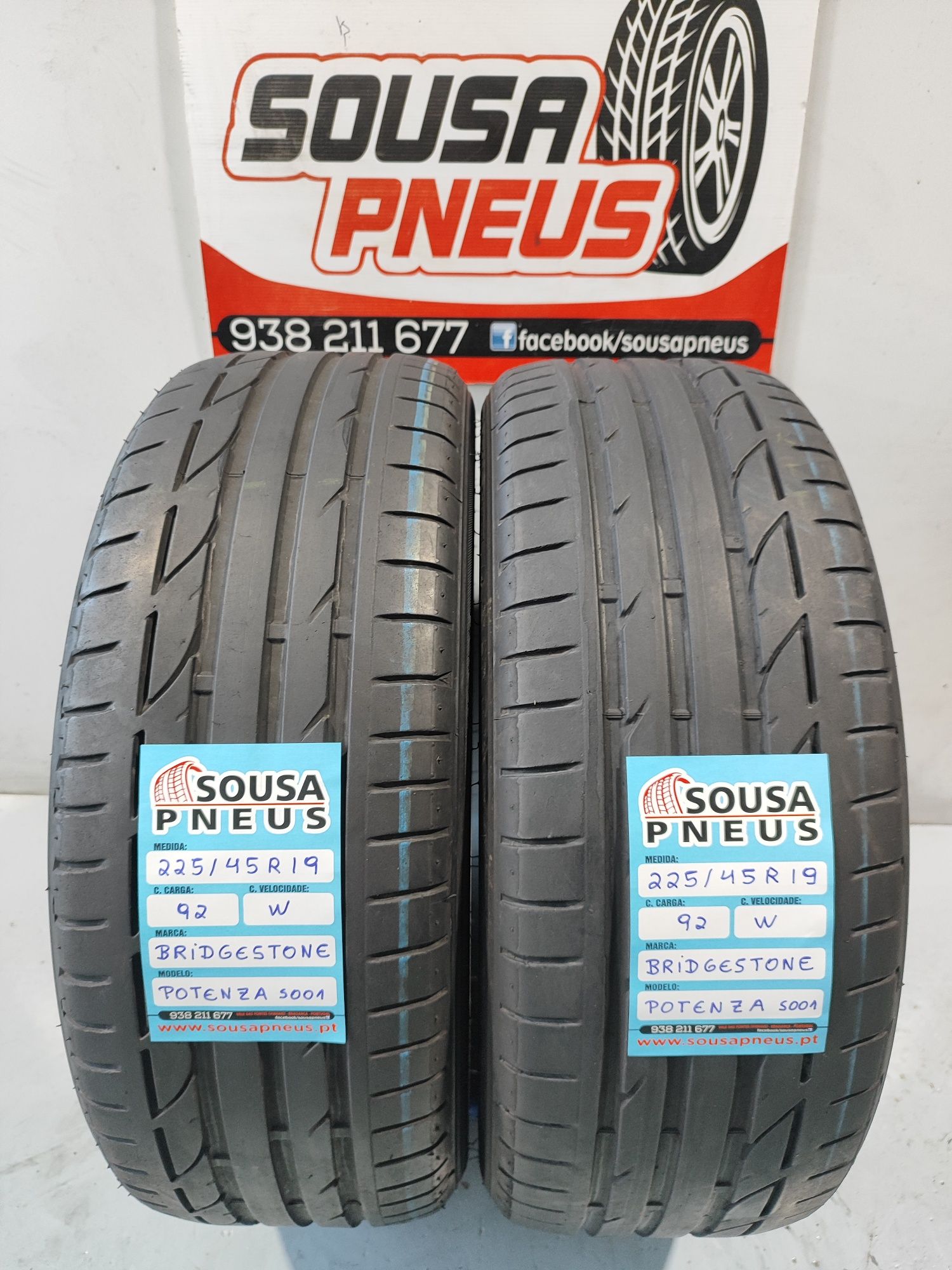 2 pneus semi novos 225-45R19 Bridgestone - Oferta da entrega - 150 EUR