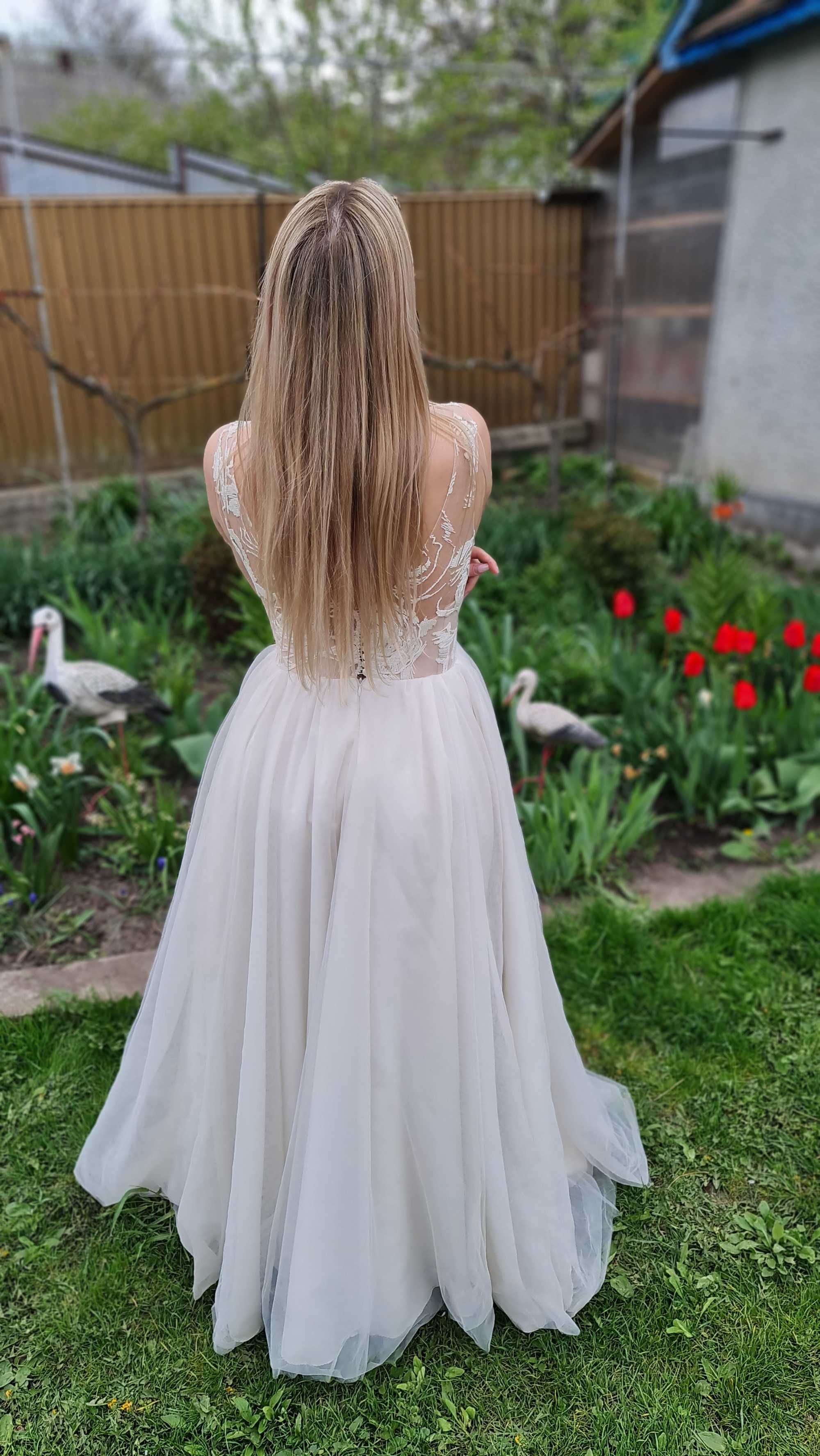 Нова вечірня / весільна сукня кремового кольору