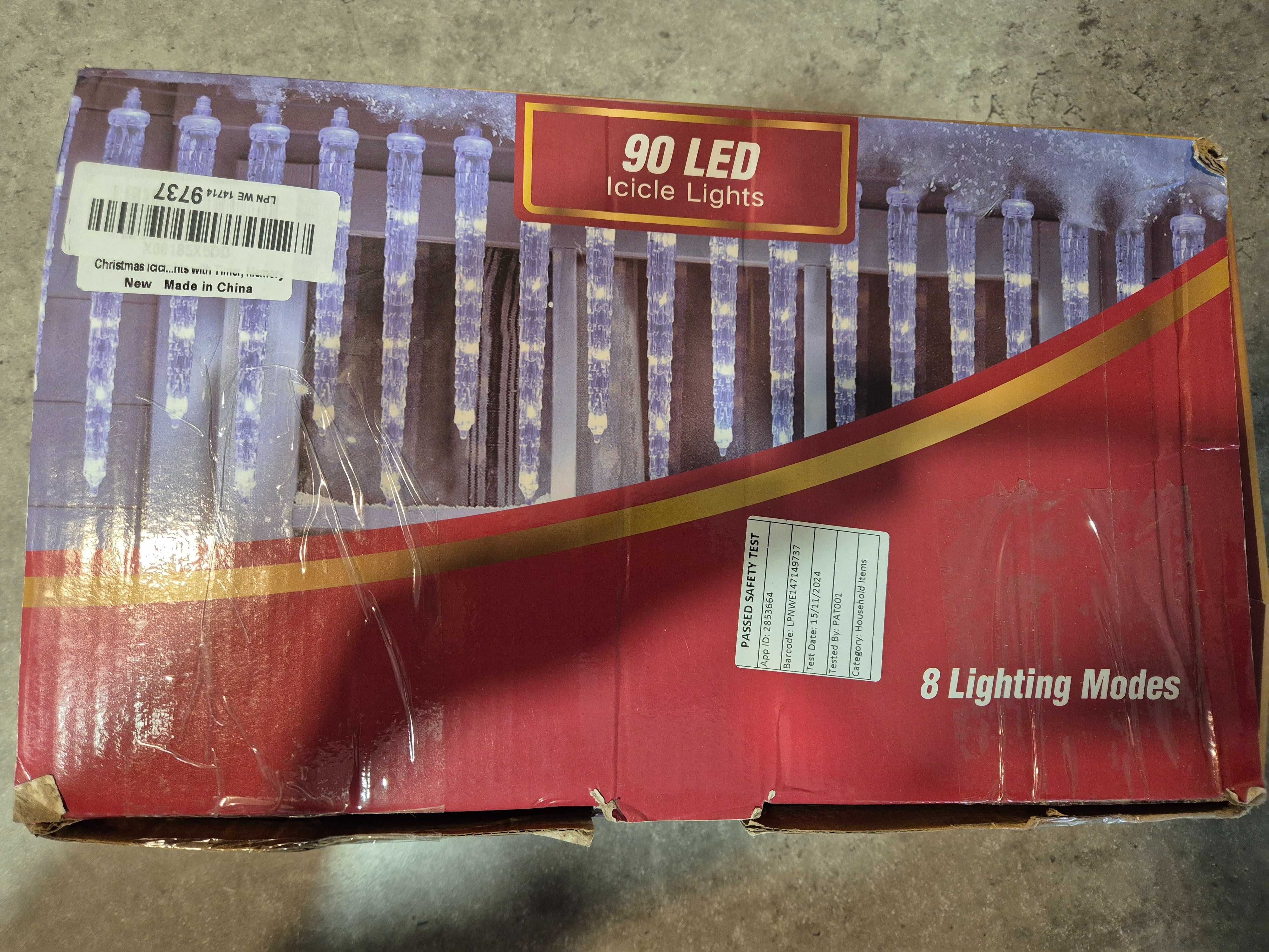 światełka soplowe zewnętrzne 20 szt 90 led 3,8m długości