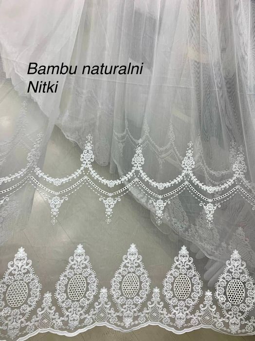 ТРЕНД 2025 Тюль бамбук з вишивкою по низу, гардины фіранки штори