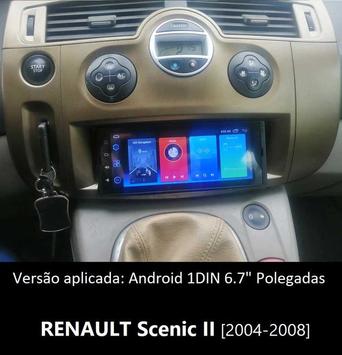 (NOVO) Rádio 1DIN • Renault SCENIC II / III (2004 a 2015) Android 2/3