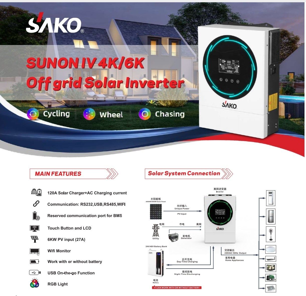 Інвертор гібридний SAKO Sunon-IV 6квт WI FI