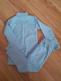 Komplet zestaw niebieski 12 lat 152 półgolf bluzka spodnie leginsy