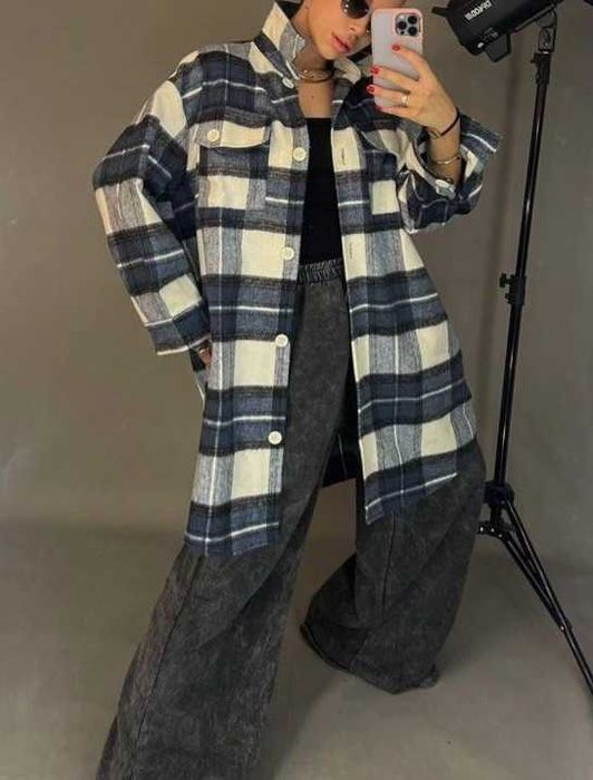 Жіноча сорочка-оверсайз в клітинку