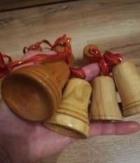 Ozdoba dzwonki drewniane zawieszki bombki z drewna vintage stare