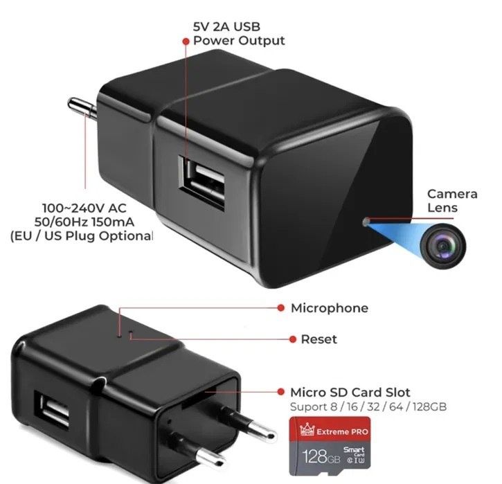 МИНИ WIFI КАМЕРА Зарядка адаптер со встроенной IP камерой OLM U90 LOOK