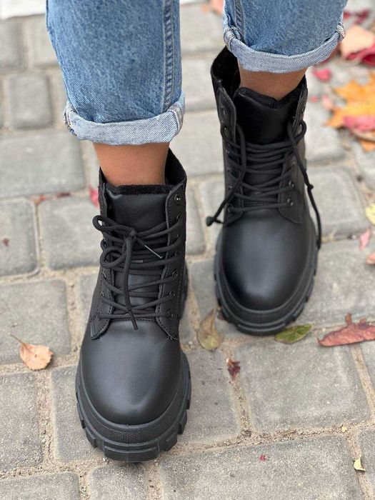 Черевики жіночі чорні (36-41) хутро зима, ботинки женские мех