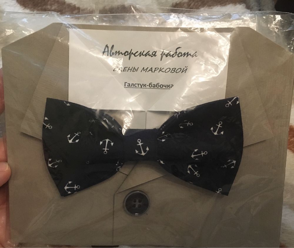 Метелик - краватка чорна з малюнком (якір).