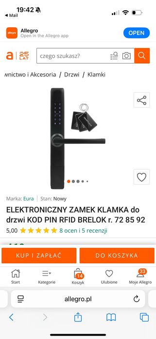 Klamki elektroniczne warte 1000zl x 2 nowe ale zamontowane i zdjęte