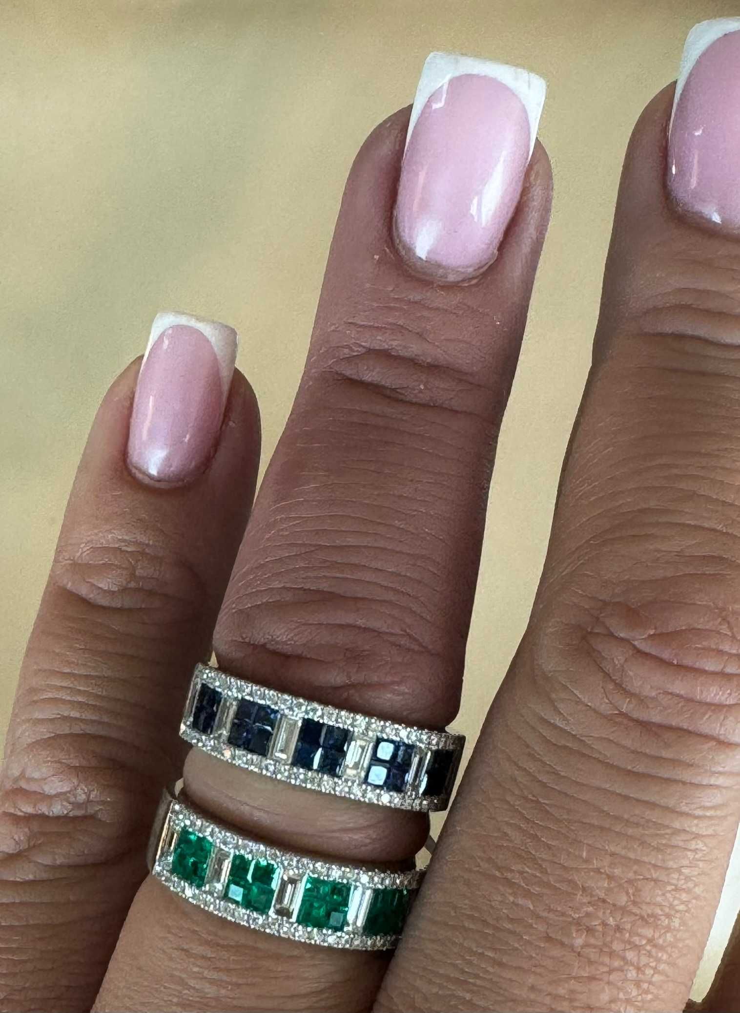 Pierścionek z naturalnymi diamentami 0.55 CT i z naturalnymi szafirami