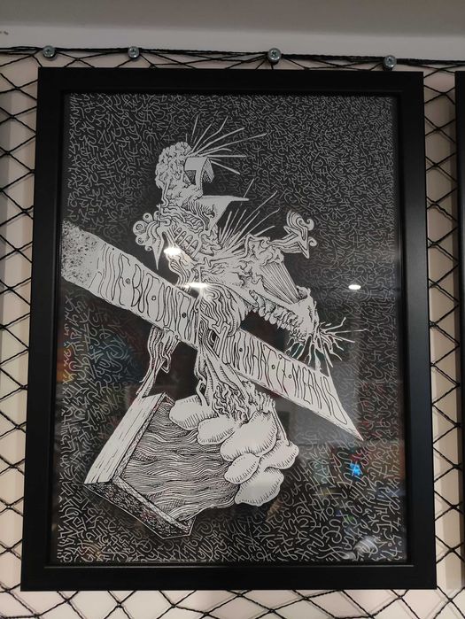 Obraz "Z NIKĄD" 40x30 Abstrakcja Surrealizm  grafika oprawiona w ramię