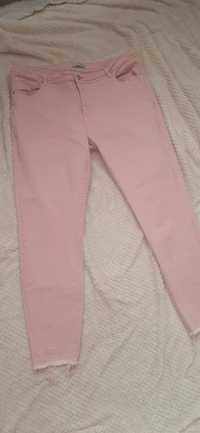 Spodnie Jeans Jegginsy Rurki Rozciągliwe R. 46 Różowe Strzępione