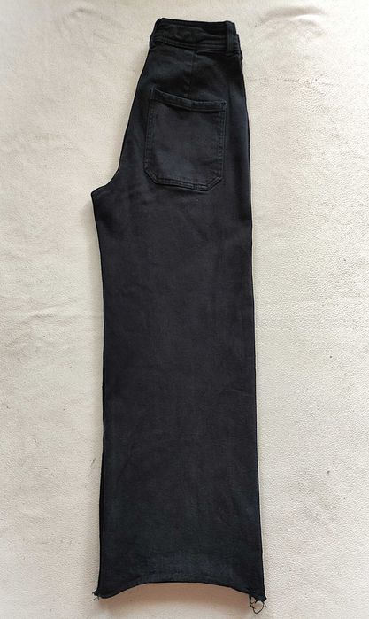 spodnie jeasnowe wysoki stan szeroka nogawka ciemnoszare r. 34/36