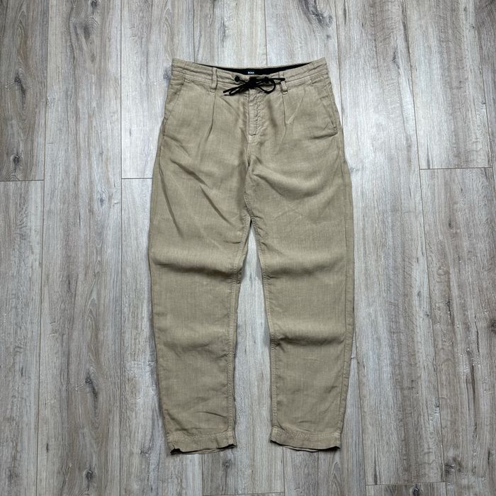 Штани лляні Hugo Boss Чіноси