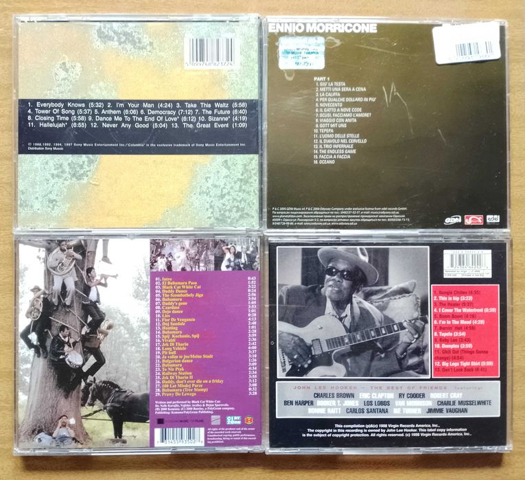 CD - Leonard Cohen, Ennio Morricone, Goran Bregovic, John Lee Hooker.