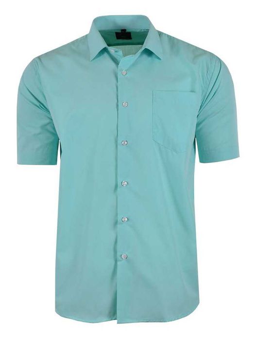 Koszula męska gładka miętowa krótki rękaw 43/44 XL SSLIM