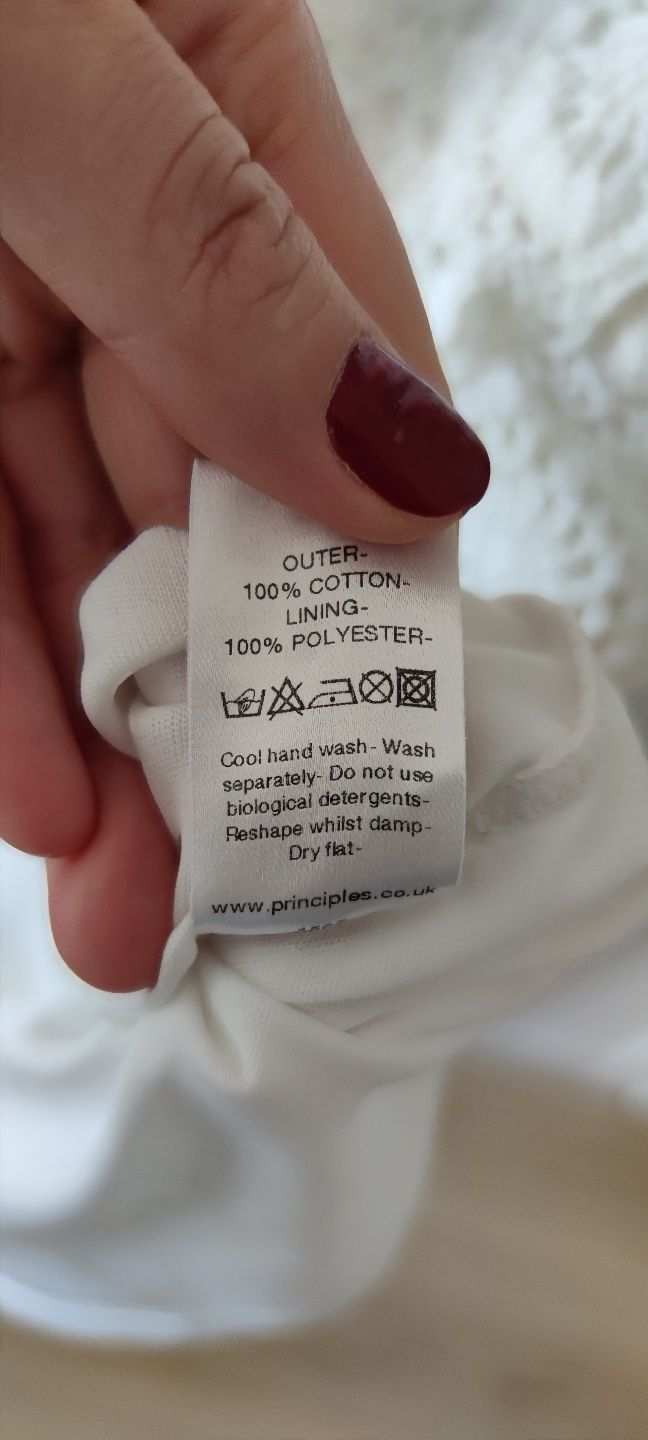 Biała letnia sukienka ażurowa z podszewką M 38 L 40 Principles boho