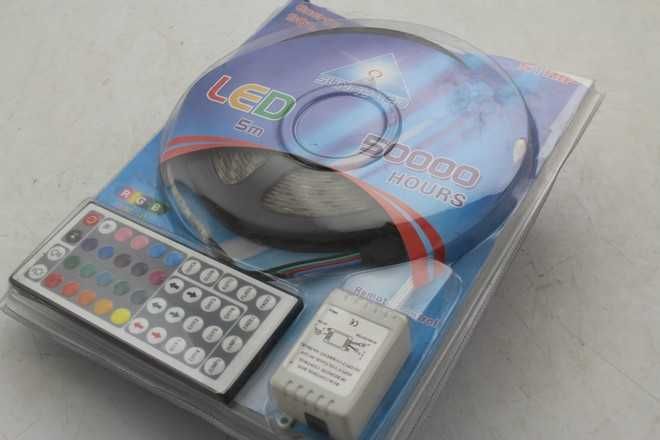 TAŚMA LED RGB 5m WODOODPORNA Ledy 5050 Listwa 230v 12v Kolorowa