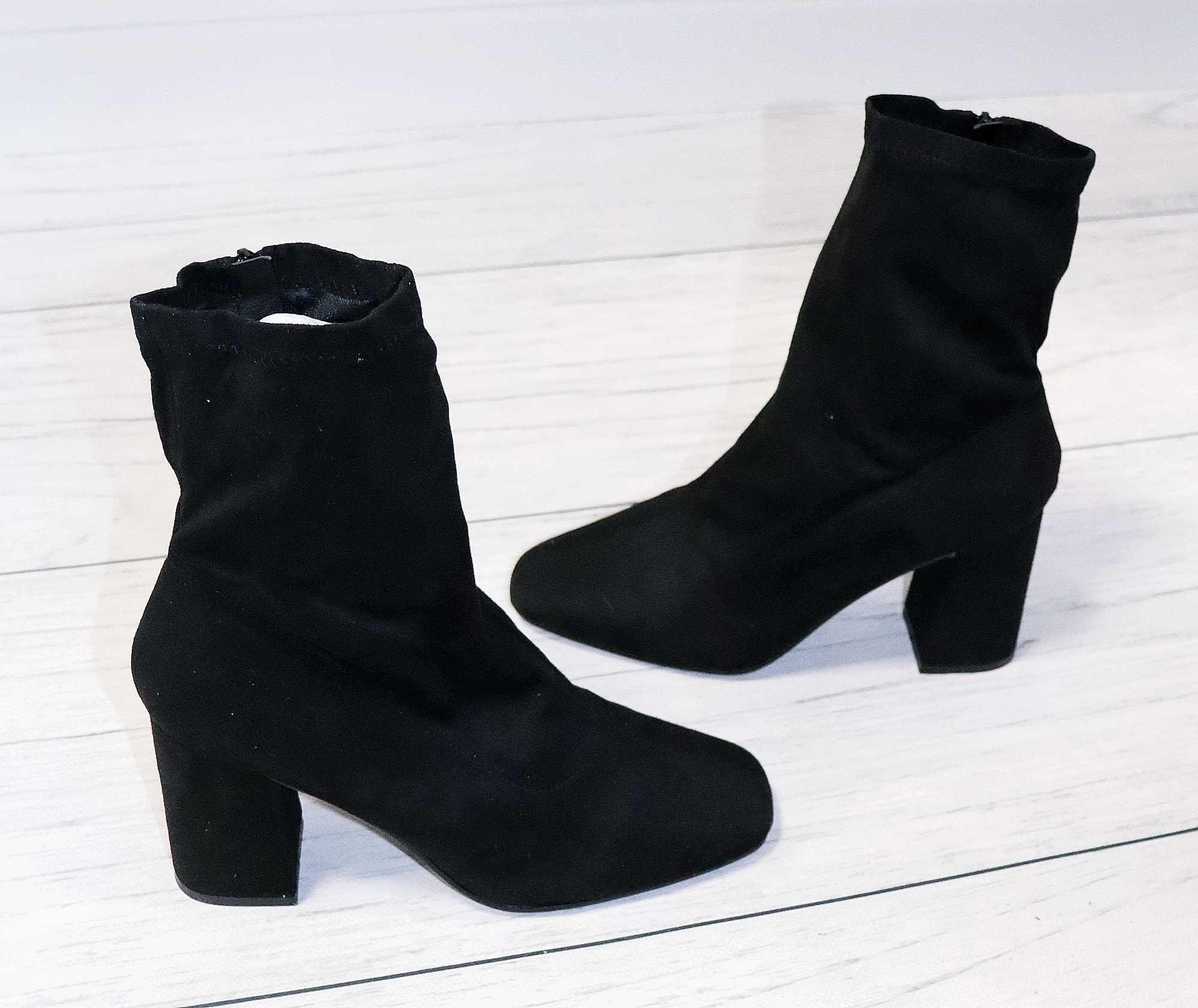 Nowe czarne botki skarpeta Boohoo r. 41