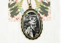 nowy wisiorek LA MUERTA vintage retro czaszka NB138