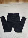 Czarne spodnie jeansowe z guzikami Cropp wysoki stan rozmiar xs