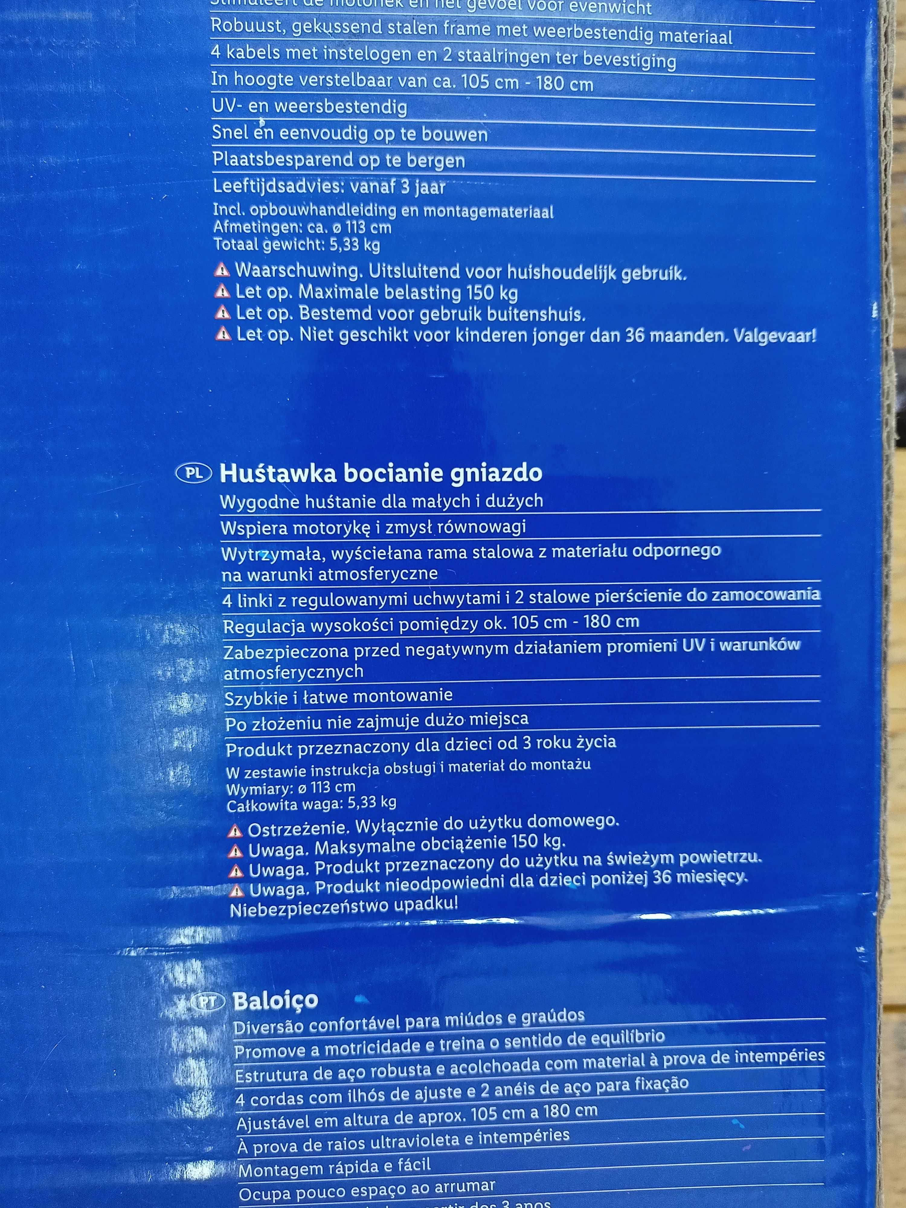 Nowa Huśtawka Bocianie gniazdo Playtive 113 cm do 150 kg !