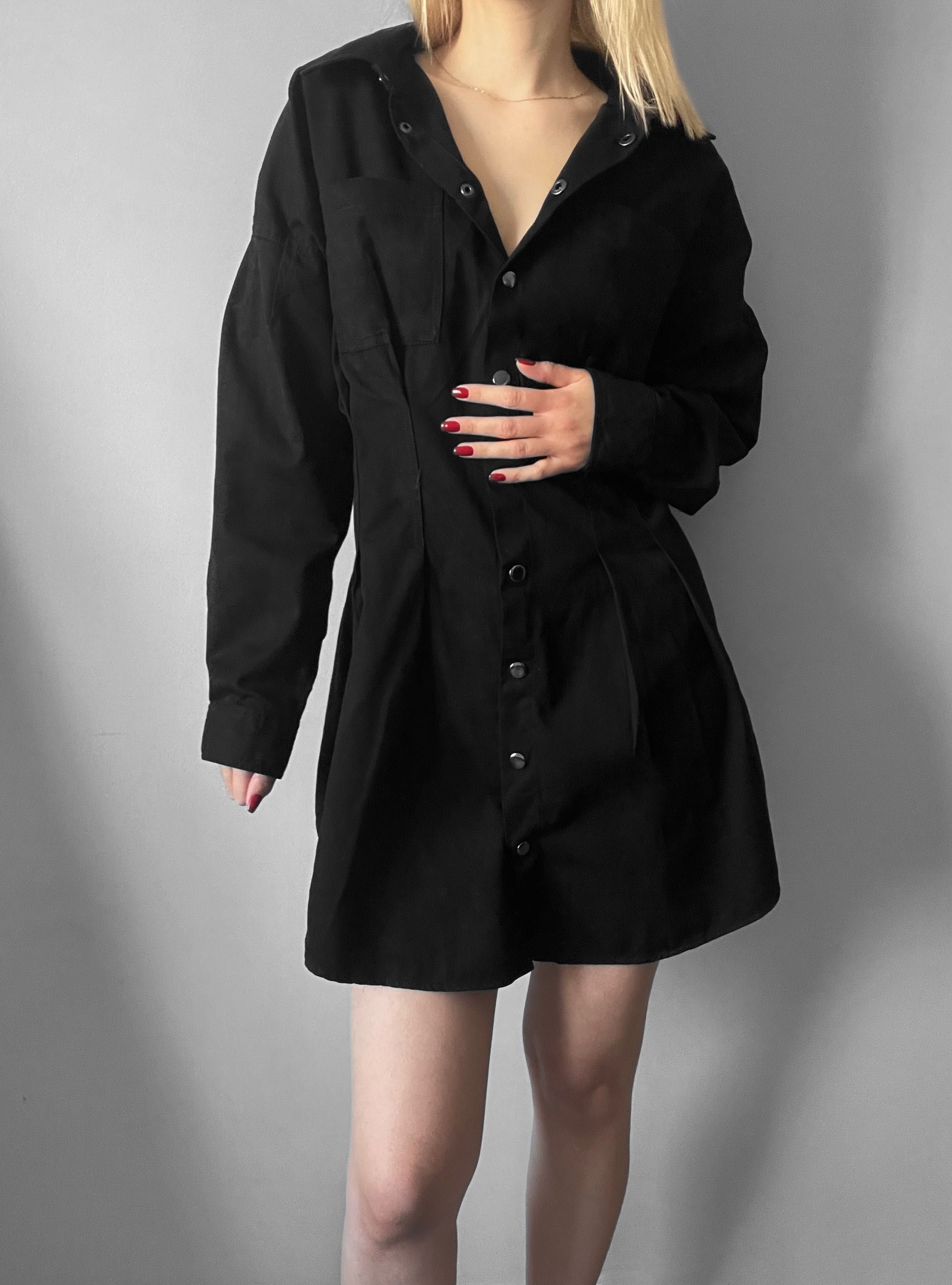 Czarna sukienka 100% bawełna Asos krótka mini marynarka premium