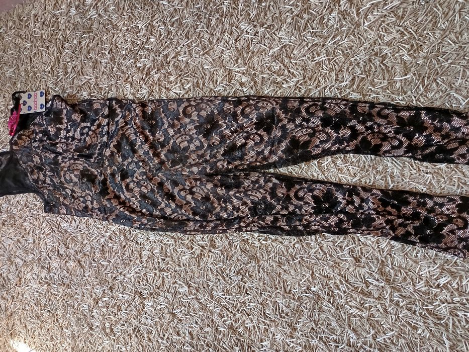 Boohoo kombinezon koronka długie nogawki 42 L elegancki