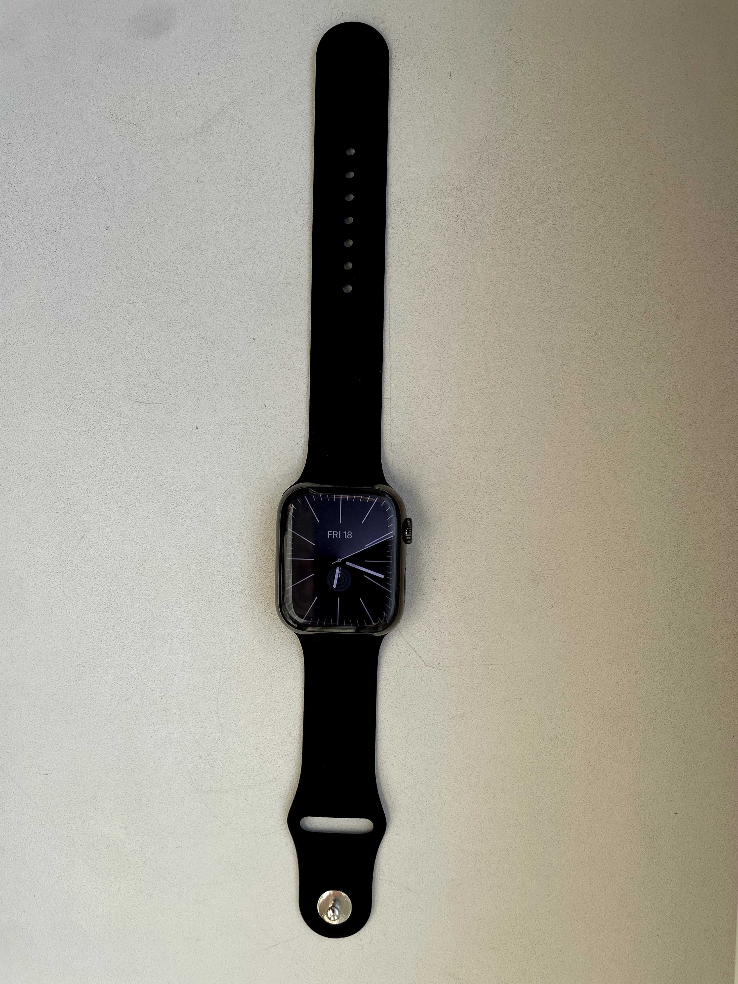  Apple Watch 7 45мм САПФИР стекло МЕТАЛ корпус Bat 78% Graphite