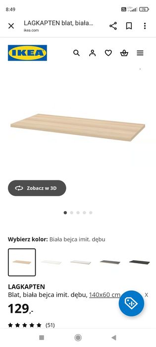 Biurko blat stół LAGKAPTEN + Nogi ADILS