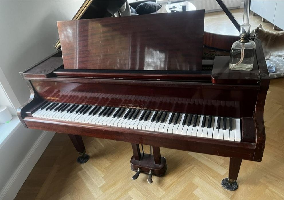 Fortepian gabinetowy V.A.Holmberg plus ława.