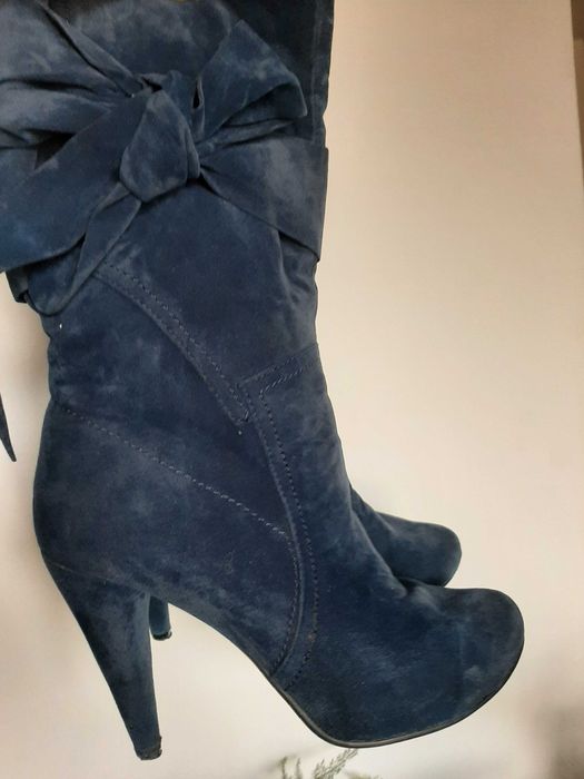 Kozaki zamszowe granatowe