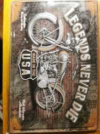 Reklamowa tabliczka metalowa, motocykl