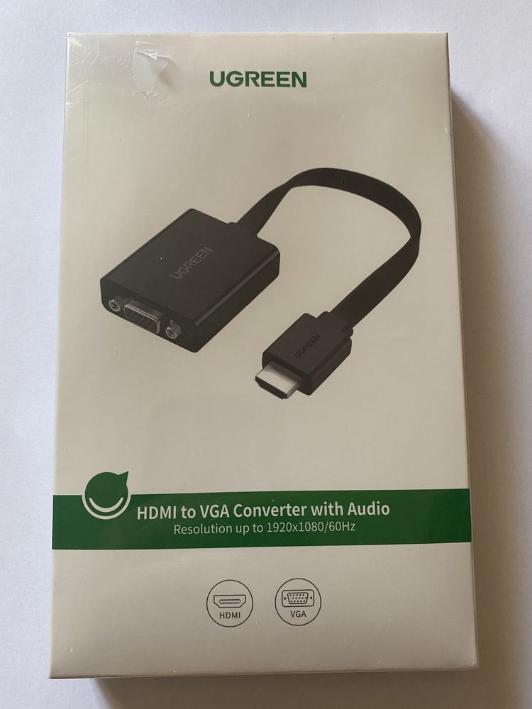 Конвертер Ugreen HDMI to VGA + micro usb и 3.5мм разъемы (MM103)