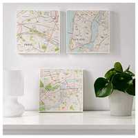 Ikea BJORNAMO obraz mapy miast 3szt - nowe obrazy ścienne