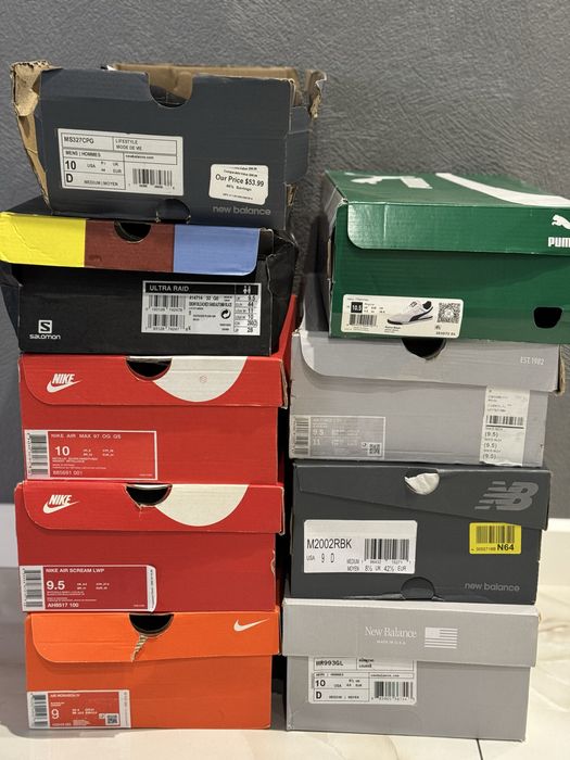 Лот 9 пар кросівки опт взуття Nike, New balance, Salomon,Puma оригінал