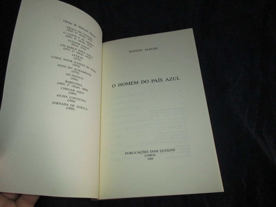 Livro O Homem do País Azul Manuel Alegre 1ª edição