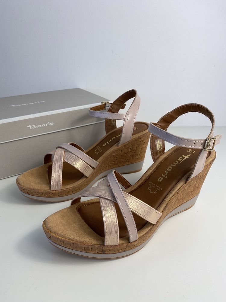 Buty damskie sandały na platformie Tamaris r.39 skóra naturalna