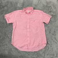 Koszula Lacoste różowa mini logo haft z lnu