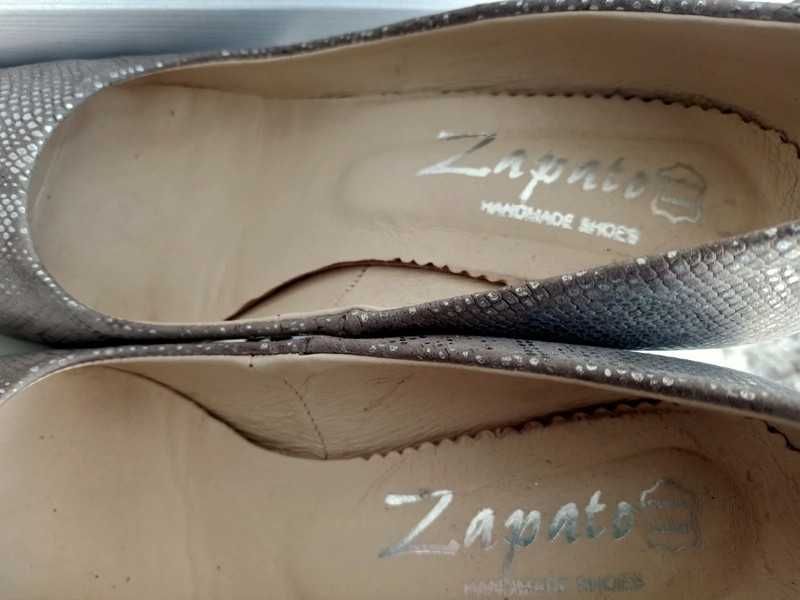 Półbuty czółenka szpilki zapato srebrny rozmiar 39