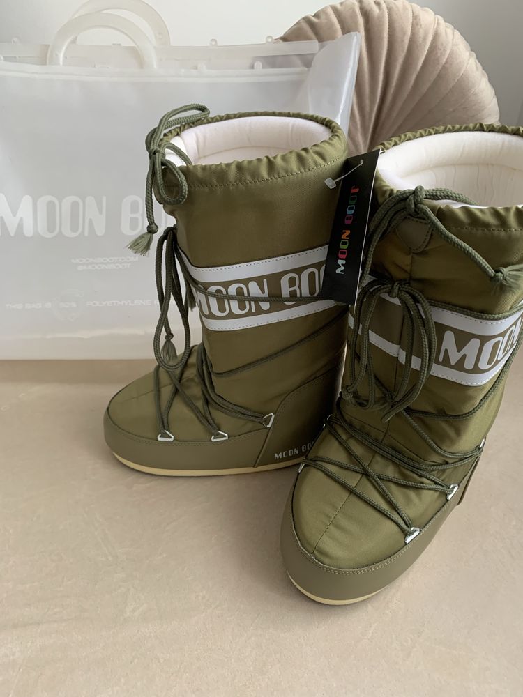 Moon Boot śniegowce buty zimowe yeti khaki 38 buty na zimę na narty