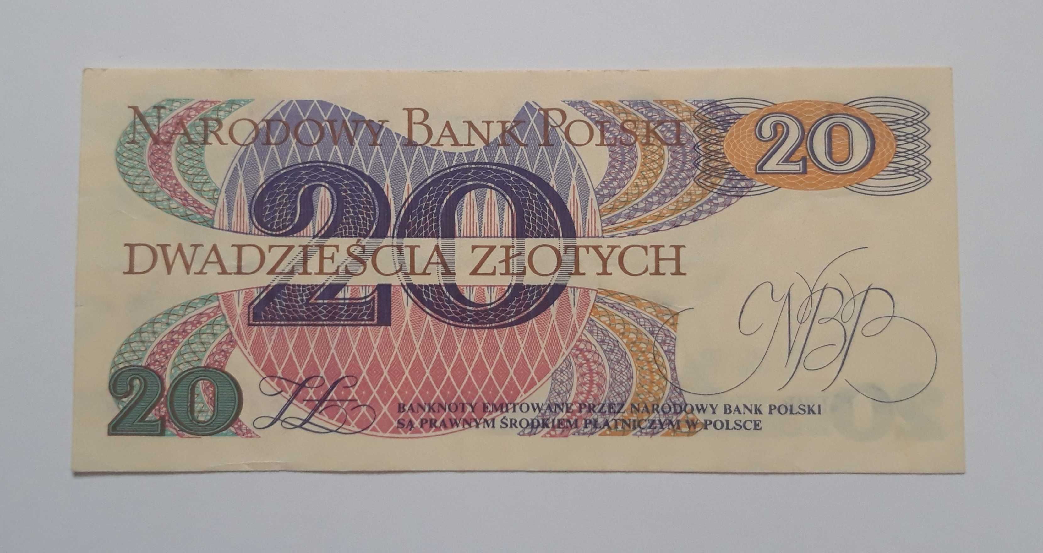 Banknot 20 złotych 1982 Romuald Traugutt seria AL