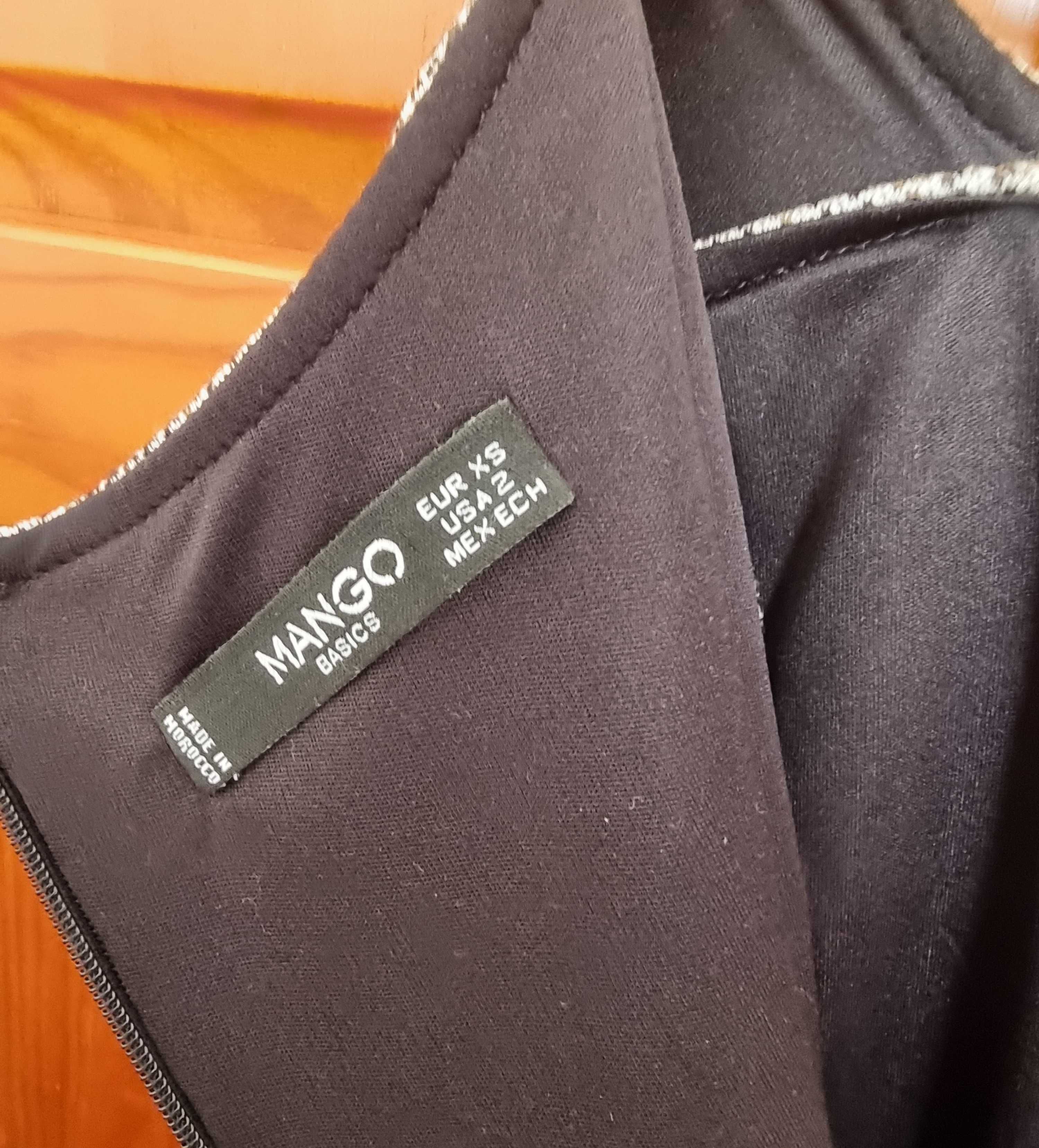 Vestido com padrão castanho e preto, curto e justo Mango, tamanho XS